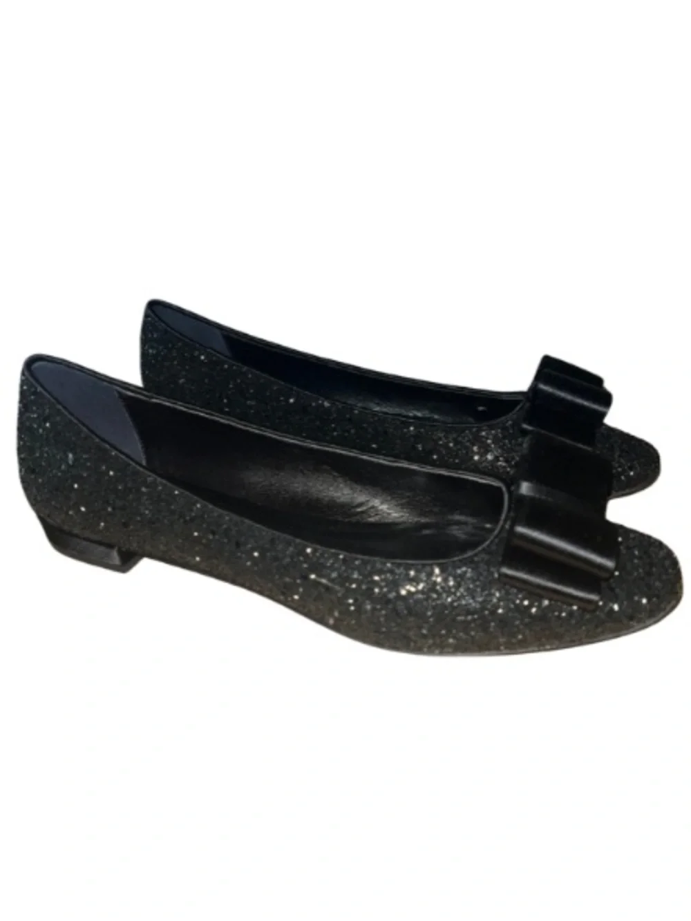 Kate Spade New York Sussex Glitter Bow Ballet Flats - Black Size 8.5B